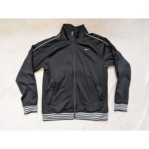 NIKE Blac Full Zip Track Jacket Men's Size L Large Cuffs Stripes